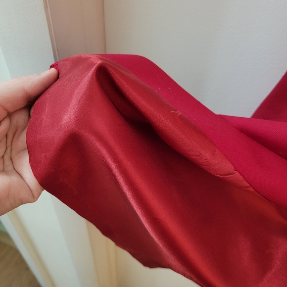 Size 20 Talbots bright red dressy maxi shirt with back slit silk inner lining - Picture 3 of 9